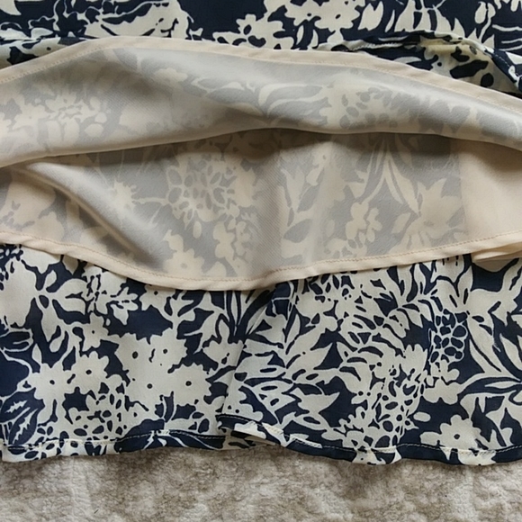 J. G. Hook Floral Tropical A-Line Lined Midi Skirt 10 Navy Blue Cream - Picture 8 of 14